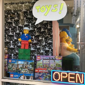 The side of a toy store.