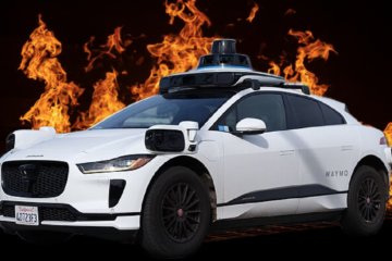 A car on fire.