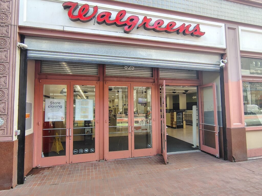 Empty the shelves in the Walgreens that's closing in San Francisco